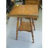 Image 1 : ANTIQUE SPOOL LEGGED SQUARE TOP OCCASIONAL TABLE