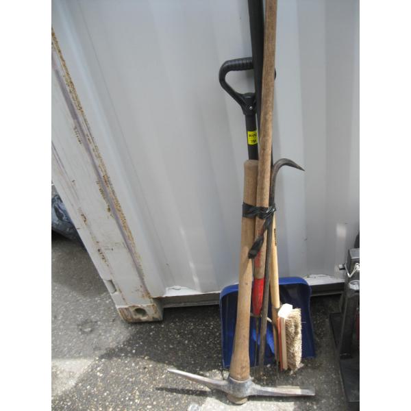 ASST. GARDEN TOOLS, PICK, SNOW SHOVEL, ETC.