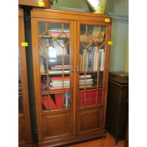 LG. OAK GLASS DOORED DISPLAY CABINET