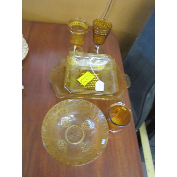 AMBER GLASS VINTAGE GLASSWARE