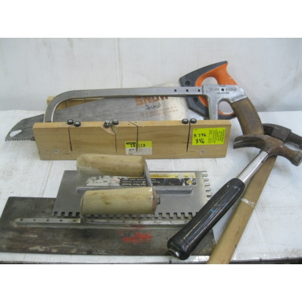 MITER BOX, SAWS, TROWELS