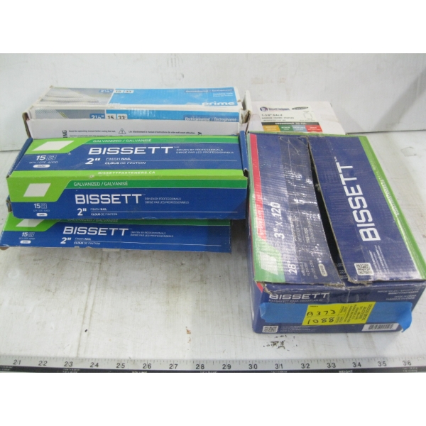 SM. LOT OF FINISHING NAILS, CROWN STAPLES, ETC.