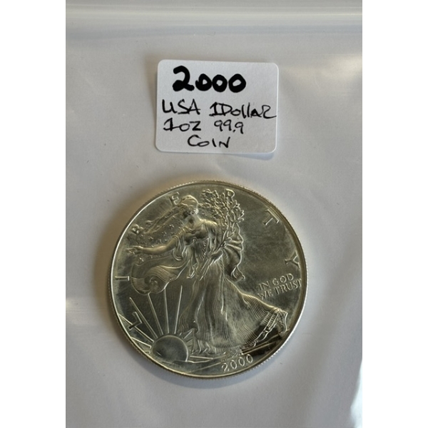 2000 USA 1 OZ. .999 SILVER $1 COIN (TAX EXEMPT)