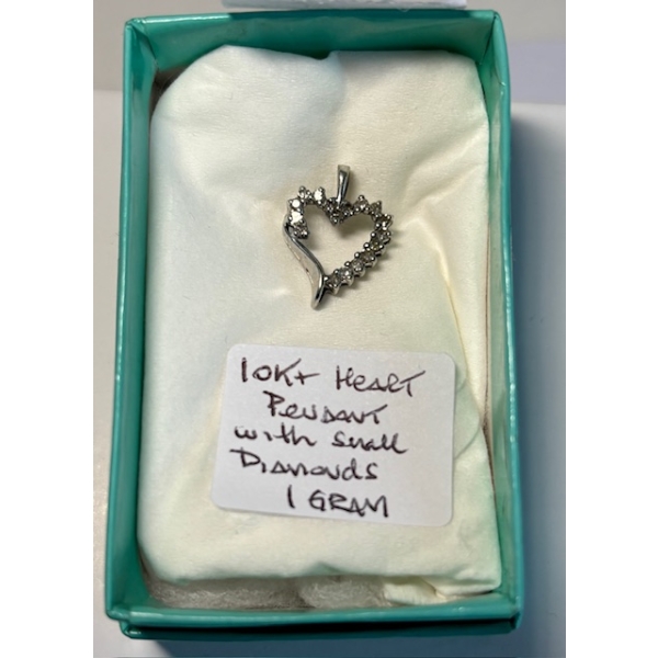10KT HEART PENDANT W/SM. DIAMONDS
