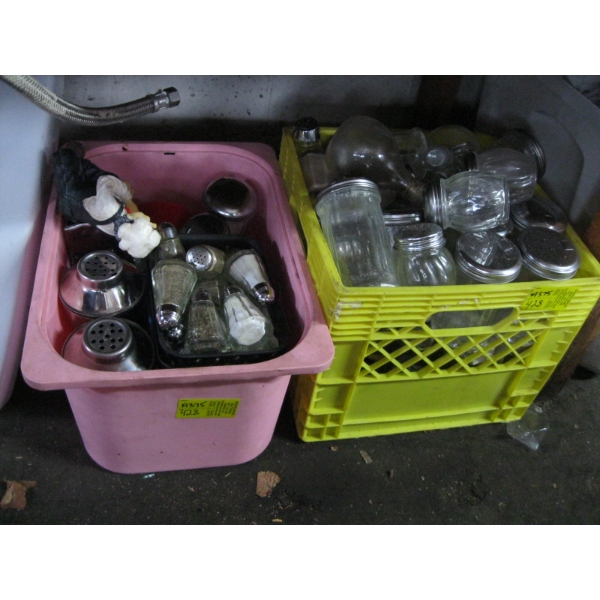 2 BINS OF MISC. SUGAR SHAKERS, S&Ps, ETC.