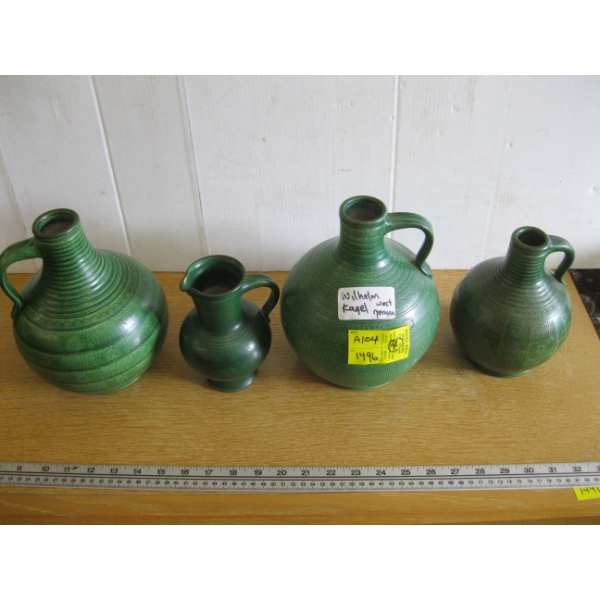 4 PIECES OF MCM WILHELM KAGEL POTTERY FROM WEST GERMANY