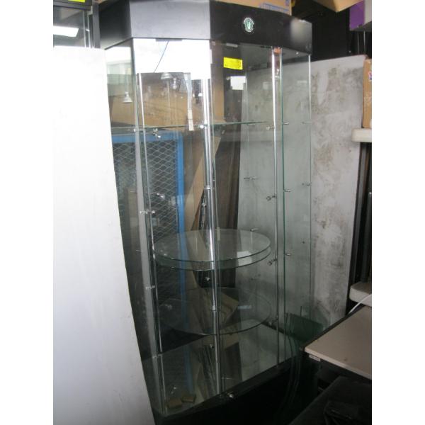 GLASS DISPLAY CASE W/ROUND SHELVES
