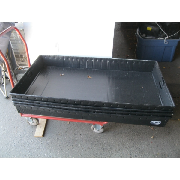 4 LG. HANDLED ULINE BLACK TRAYS - 48X30X6"