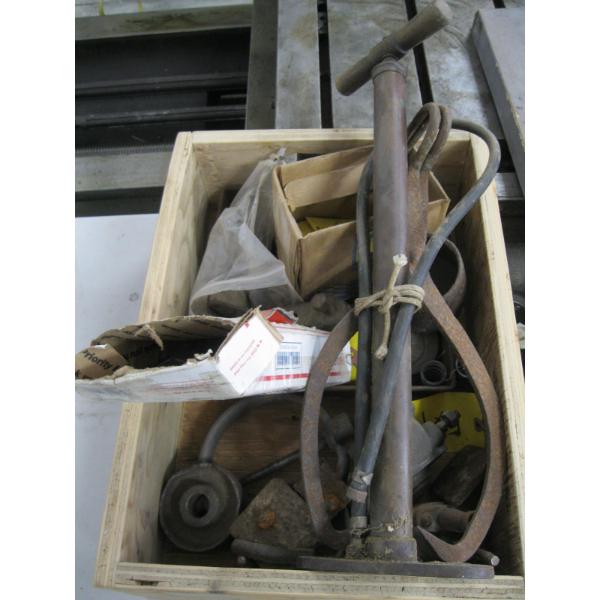 MISC. ICE TONGS, VINTAGE BICYCLE PUMP, ETC.
