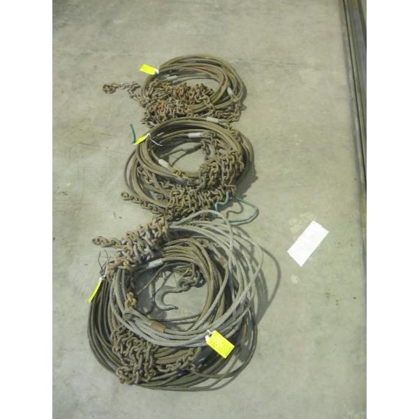 LOT OF ASST'D CABLE & CHAIN SLINGS FOR LOGGING TRUCKS
