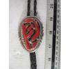 Image 1 : SILVER & CORAL KEWA INLAY SIGNED RLB NAVAJO BOLO TIE
