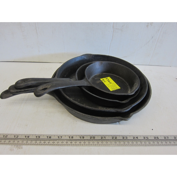 4 CAST IRON PANS