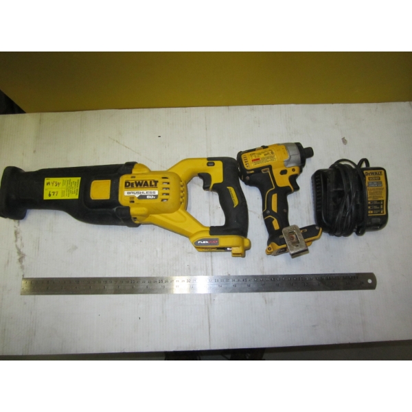 DEWALT RECIPROCATING SAW W/CHARGER & IMPACT GUN - NO BATTERY
