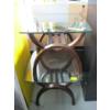 Image 1 : PAIR OF GLASS TOP WOOD BASED END TABLES