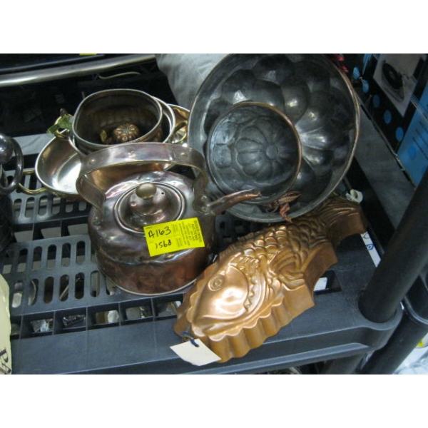 COPPERWARE: MOLDS, KETTLE, ETC.