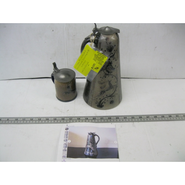 WILLIAM MUHLENDYK SALT GLAZED CARAFE & MUG