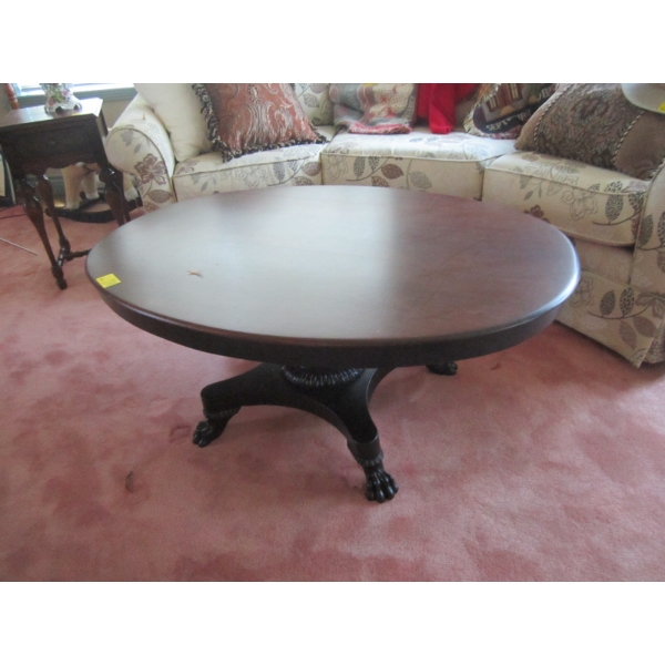 LG. OVAL CLAWFOOT BASE OCCASIONAL TABLE