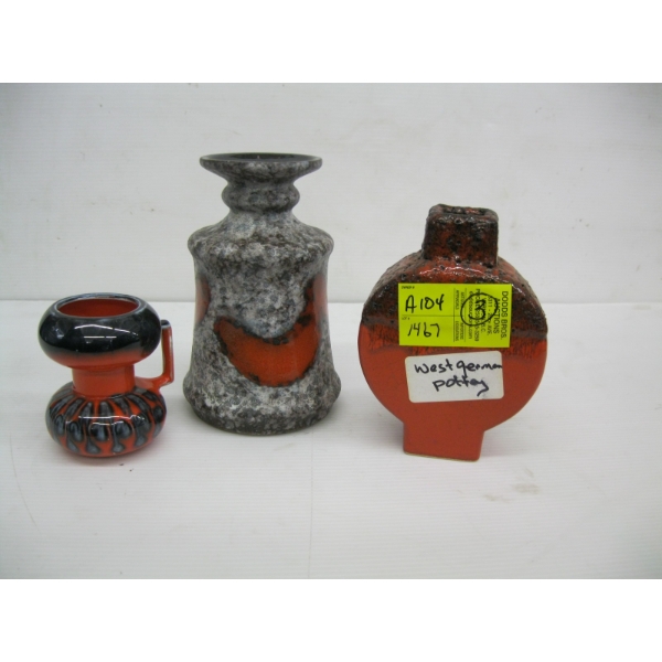 3 PIECES OF MCM WEST GERMAN POTTERY