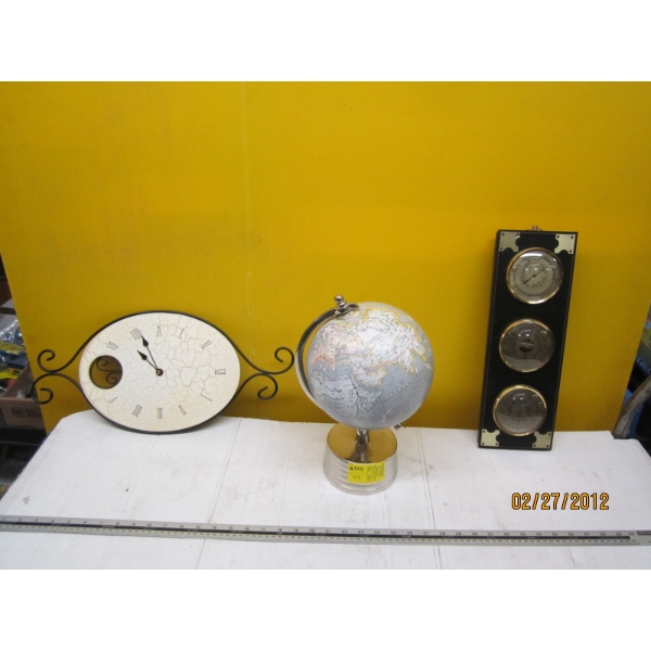 GLOBE, BAROMETER & A CLOCK