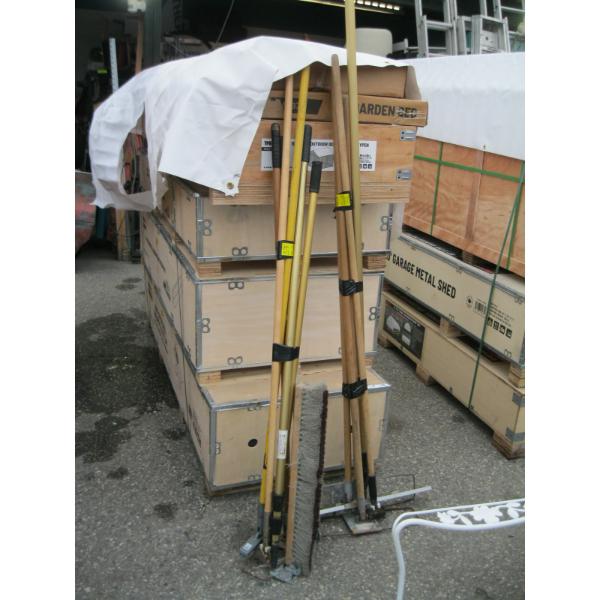 2 BUNDLES OF MISC. EXTENSION HANDLES, MOP HEADS, ETC.