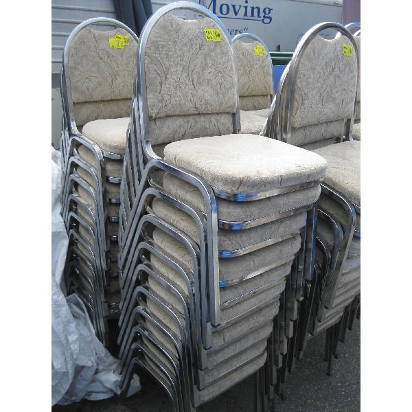10 CHROME FRAMED STACKING CHAIRS
