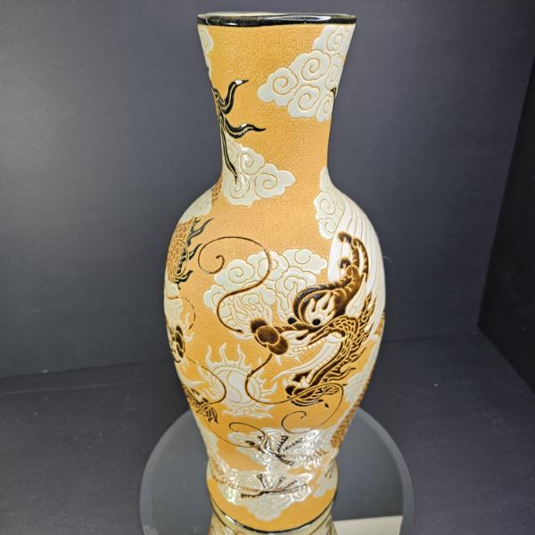 1950s TO 1960s SOUTH VIETNAM 18.5" DRAGON VASE, STAMPED & SIGNED