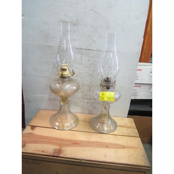 2 OIL LANTERNS W/CHIMNEYS