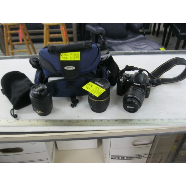 NIKON D40 CAMERA W/ASST. LENSES & BAG