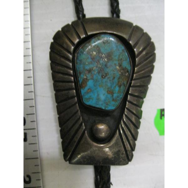 SILVER & TURQUOISE NAVAJO BOLO TIE
