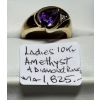 Image 1 : LADIES 10KT AMETHYST & DIAMOND RING, W/A $1,825 - SZ 8