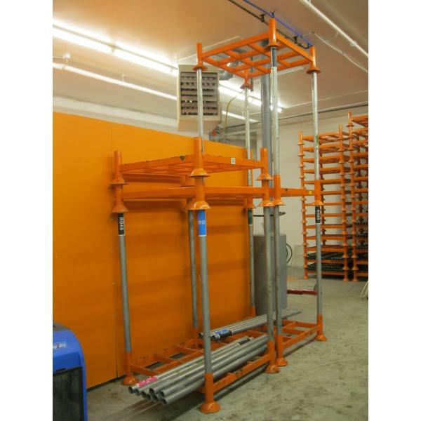 6 APPROX. 46" SQUARE STACKING RACKS/PALLETS W/POSTS (64")