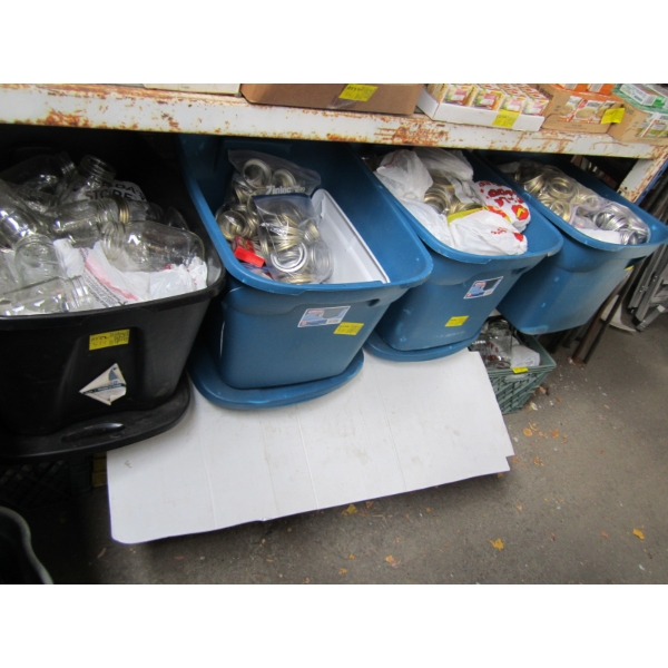 4 BINS OF ASST. CANNING JARS & LIDS