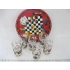 Image 2 : 3D ELEPHANT MIRROR, HAZEL ATLAS 6 HIGHBALL GLASSES W/TRAY & USA PENNIES/DIMES & FOLK ART SIGNS