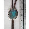 Image 1 : SILVER NAVAJO BOLO TIE W/TURQUOISE STONE, SIGNED BEM BISBEE, 3RD 77 ARIZONA