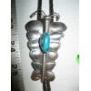 Image 1 : BUTTERFLY SILVER & TURQHOISE NAVAJO BOLO TIE