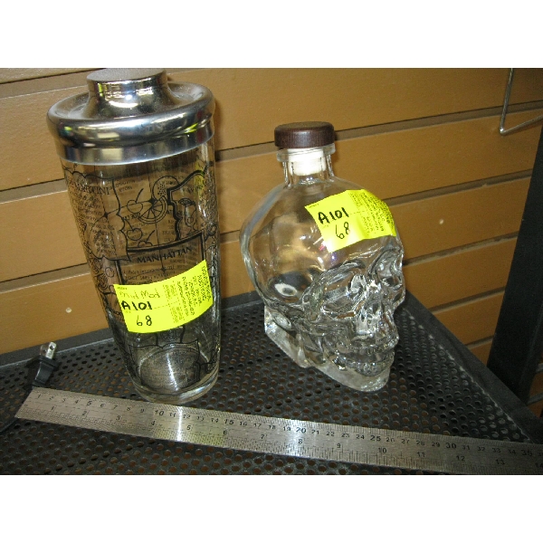 MARTINI SHAKER & A SKULL BOTTLE