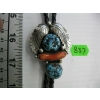 Image 1 : SILVER W/TURQUOISE & CORAL STONE BOLO TIE, MARKED MANNING