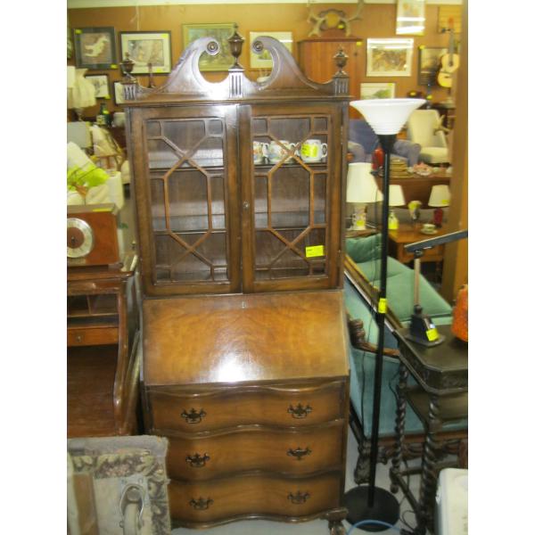 DROPFRONT SECRETARIAT W/UPPER GLASS DOOR CABINET