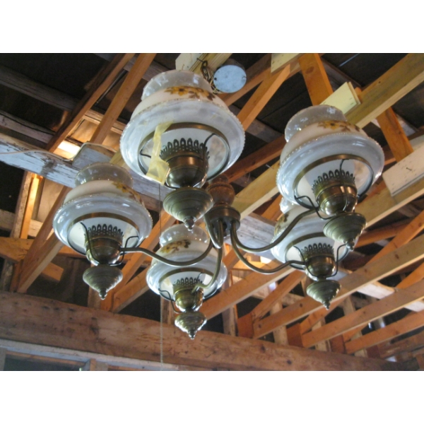 HANGING LIGHT FIXTURE W/ EXTRA GLASS SHADES