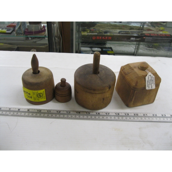 4 WOODEN BUTTER PRESSES