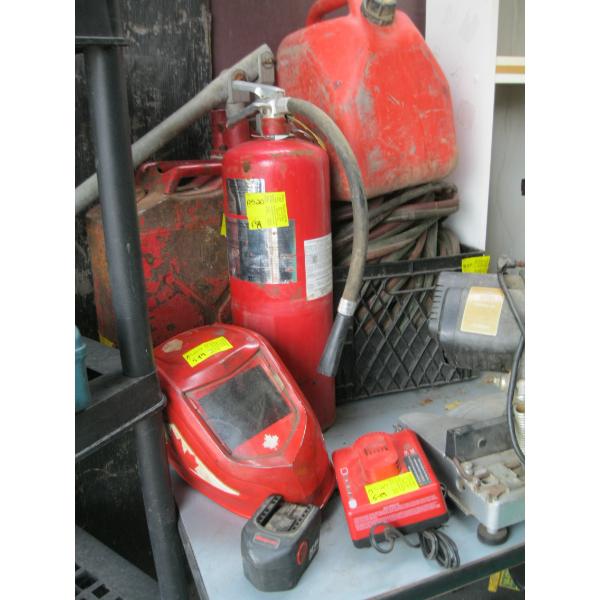 MISC. OXY ACETYLENE HOSE, FUEL TANKS, FIRE EXTINGUISHER, ETC