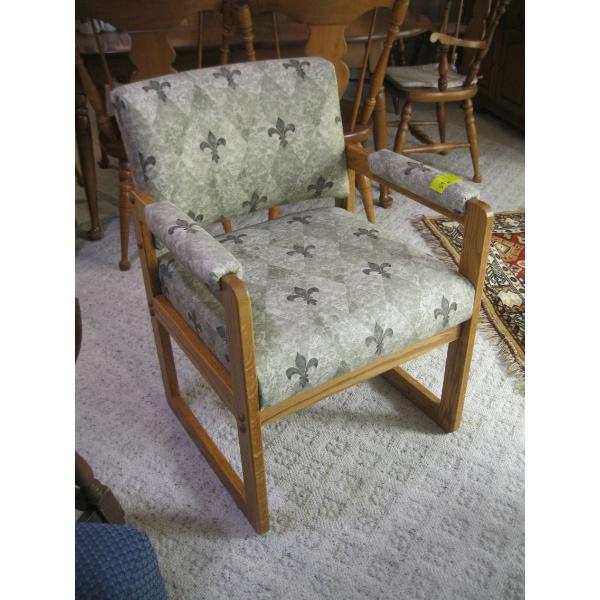 WOOD FRAMED UPHOLSTERED ARMCHAIR