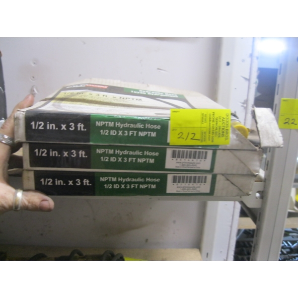 3 NEW HYDRAULIC HOSES = 1/2"X3'