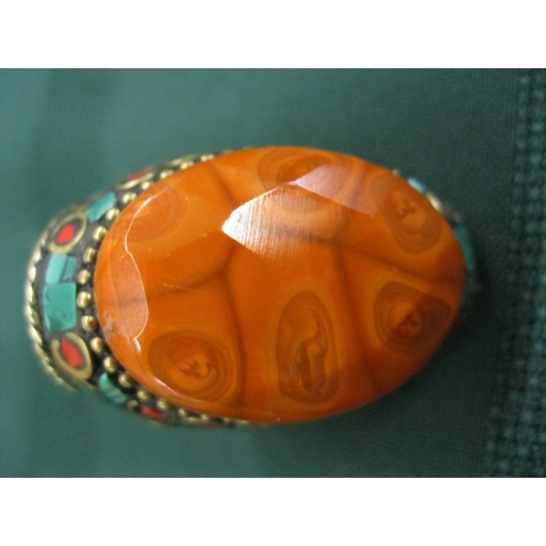 MULTI COLOR RING W/RED STONE