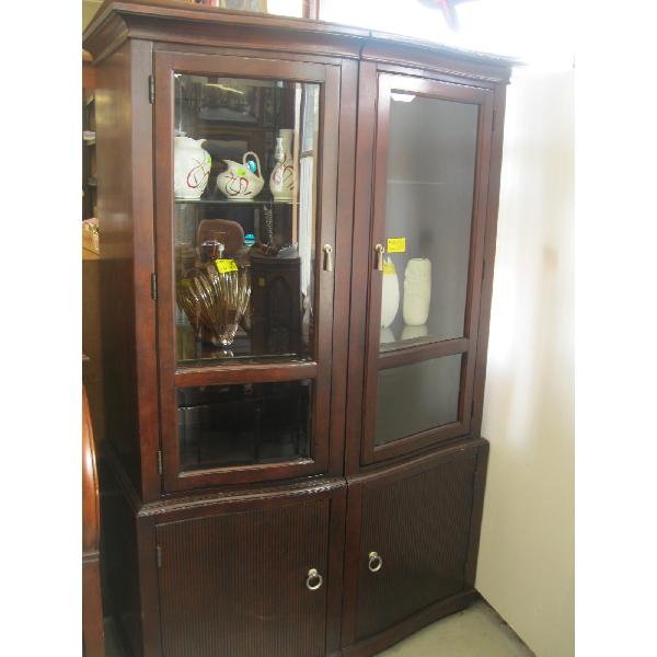 2 PIECE SIDE BY SIDE GLASS DOOR CABINET W/LOWER STORAGE