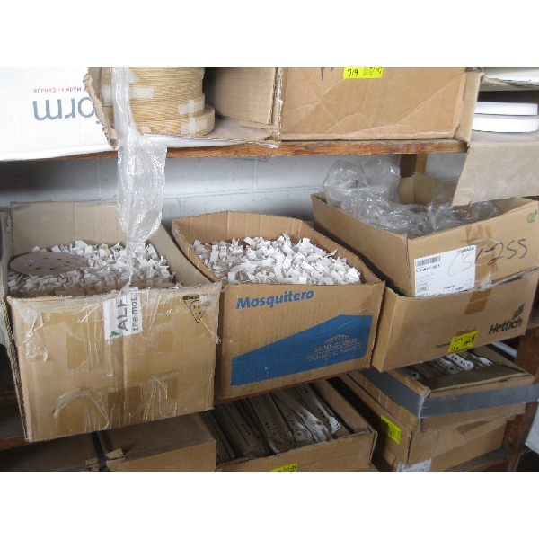 4 BOXES OF PLASTIC CABINET SHELF HOLDERS
