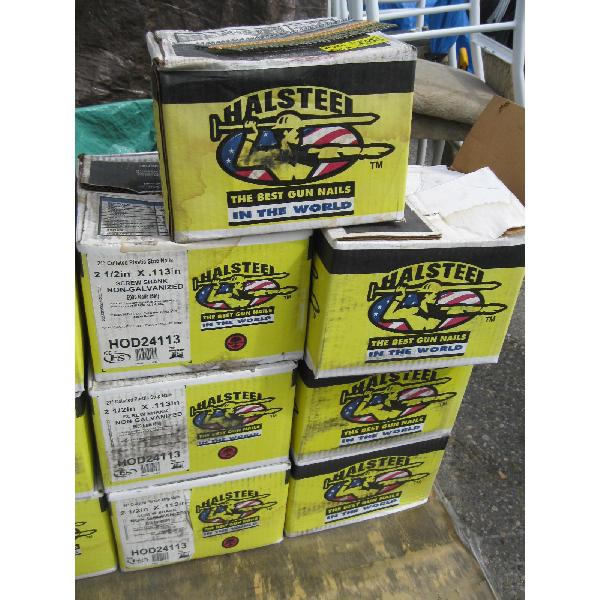 7 BOXES OF 2 1/2"X.113" SCREWSHANK NON-GALVANIZED STRIP NAILS