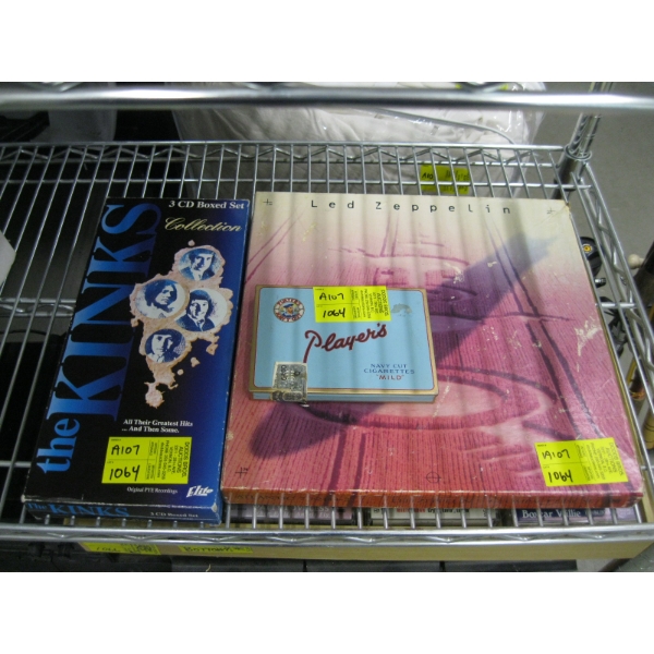 COLLECTABLE COMPACT DISC SETS: KINKS & LED ZEPPELIN & A PLAYER'S CIGARETTE TIN