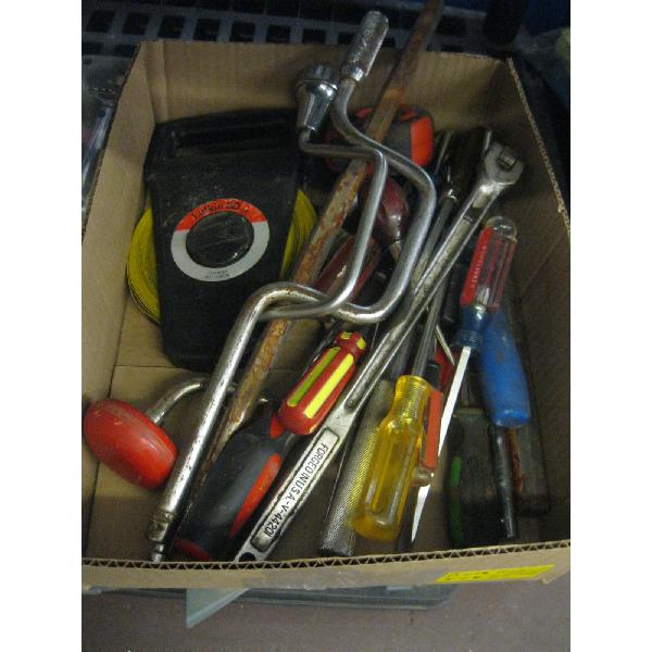 MISC. TOOLS, 30M LUFKIN TAPE MEASURE, ETC.