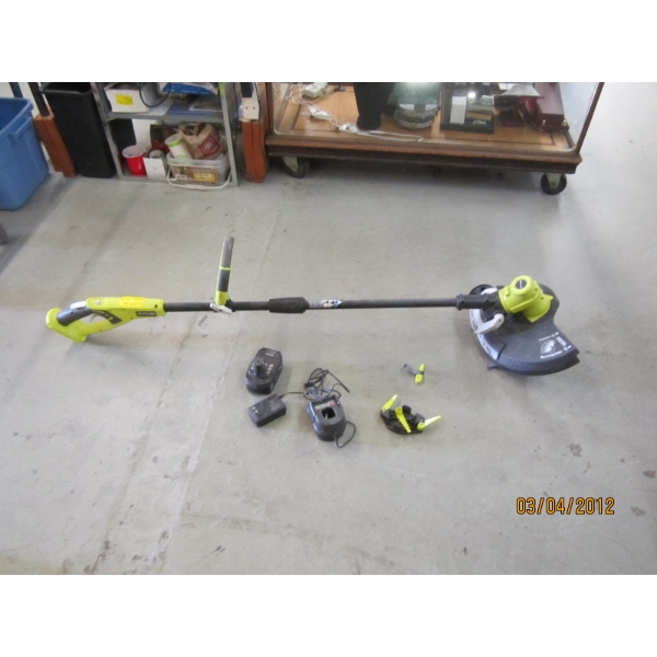 RYOBI CORDLESS WEED TRIMMER/EDGER W/BATTERY & CHARGER